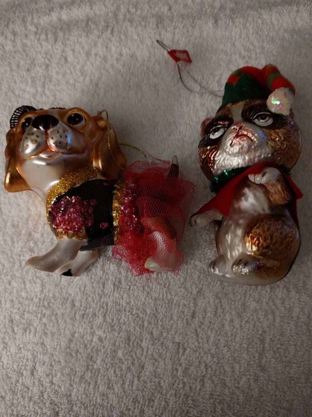 CHRISTMAS ORNAMENTS DOG and CAT Verre Glass